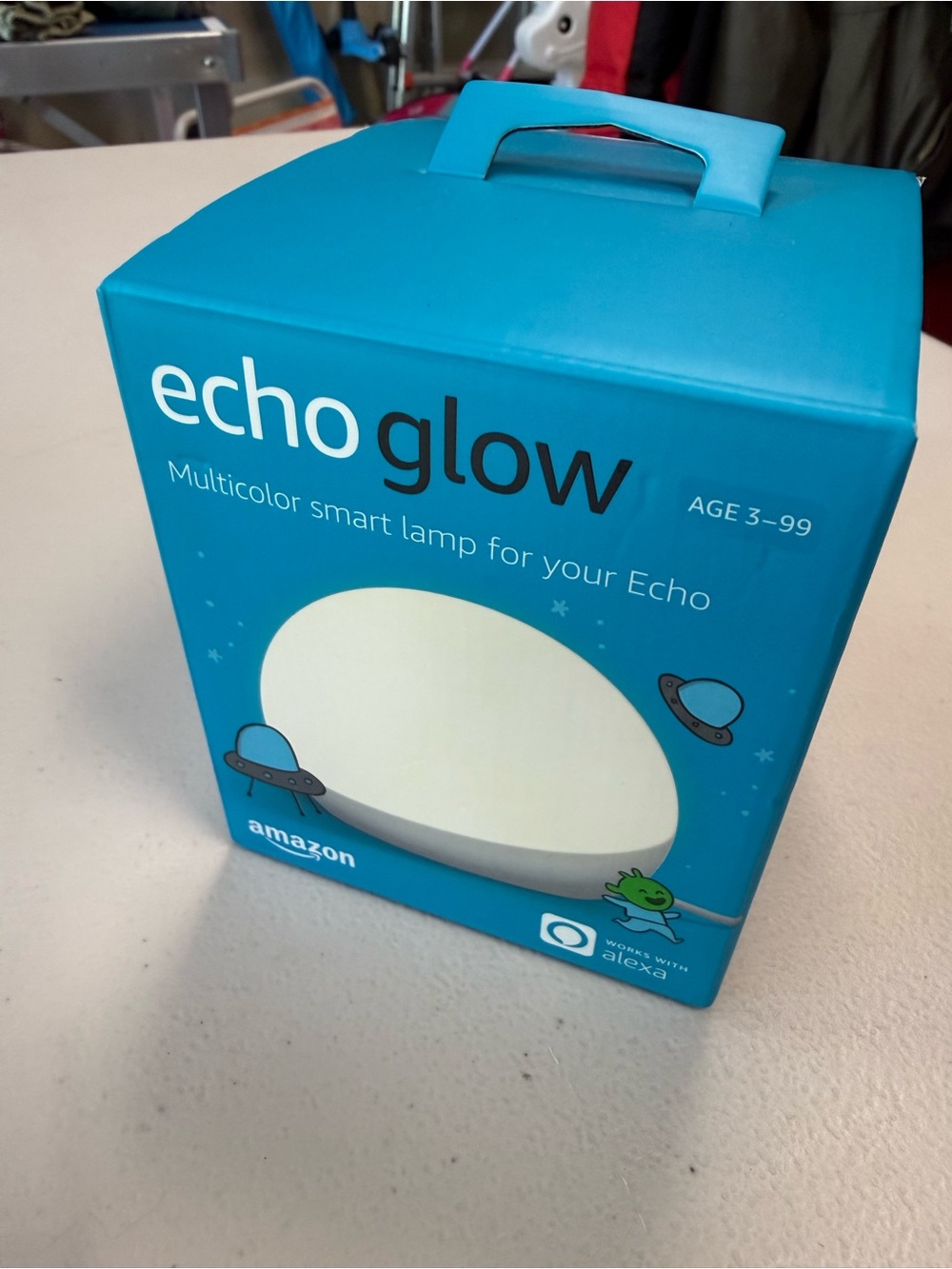 Amazon Echo Glow Multicolor Smart Lamp - Aqua Blue Box